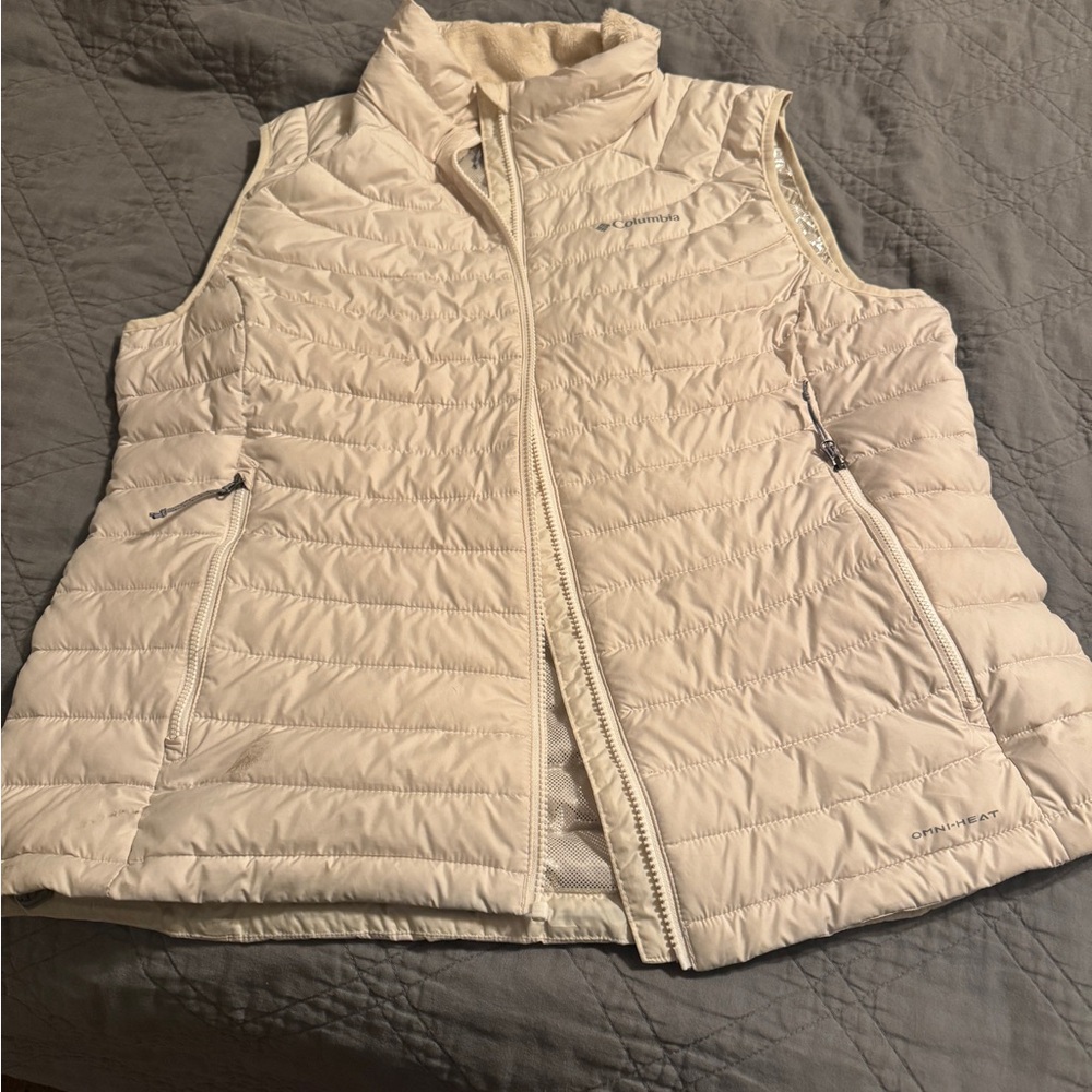 Columbia Cream colored down filled vest.